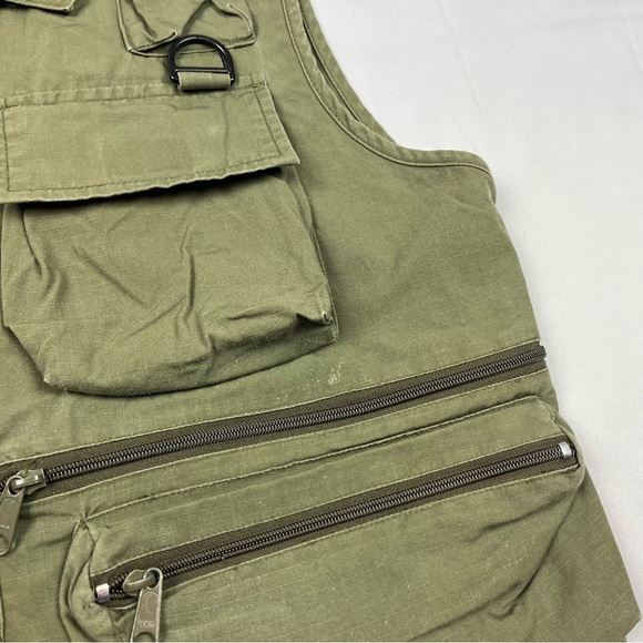 Vtg Woolrich Mens Utility Vest Sz Medium 90s Fishing Photography Olive Green C3 - Picture 6 of 8
